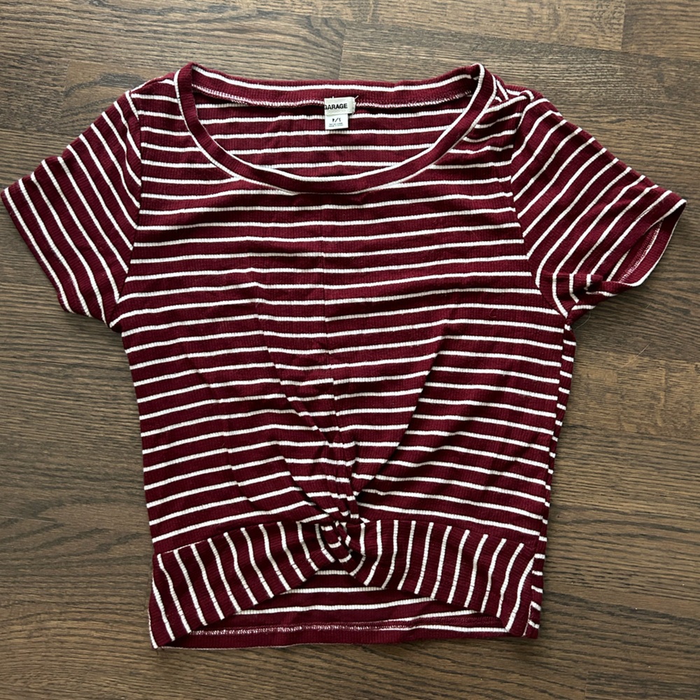 Burgundy Striped Crop Top From Garage